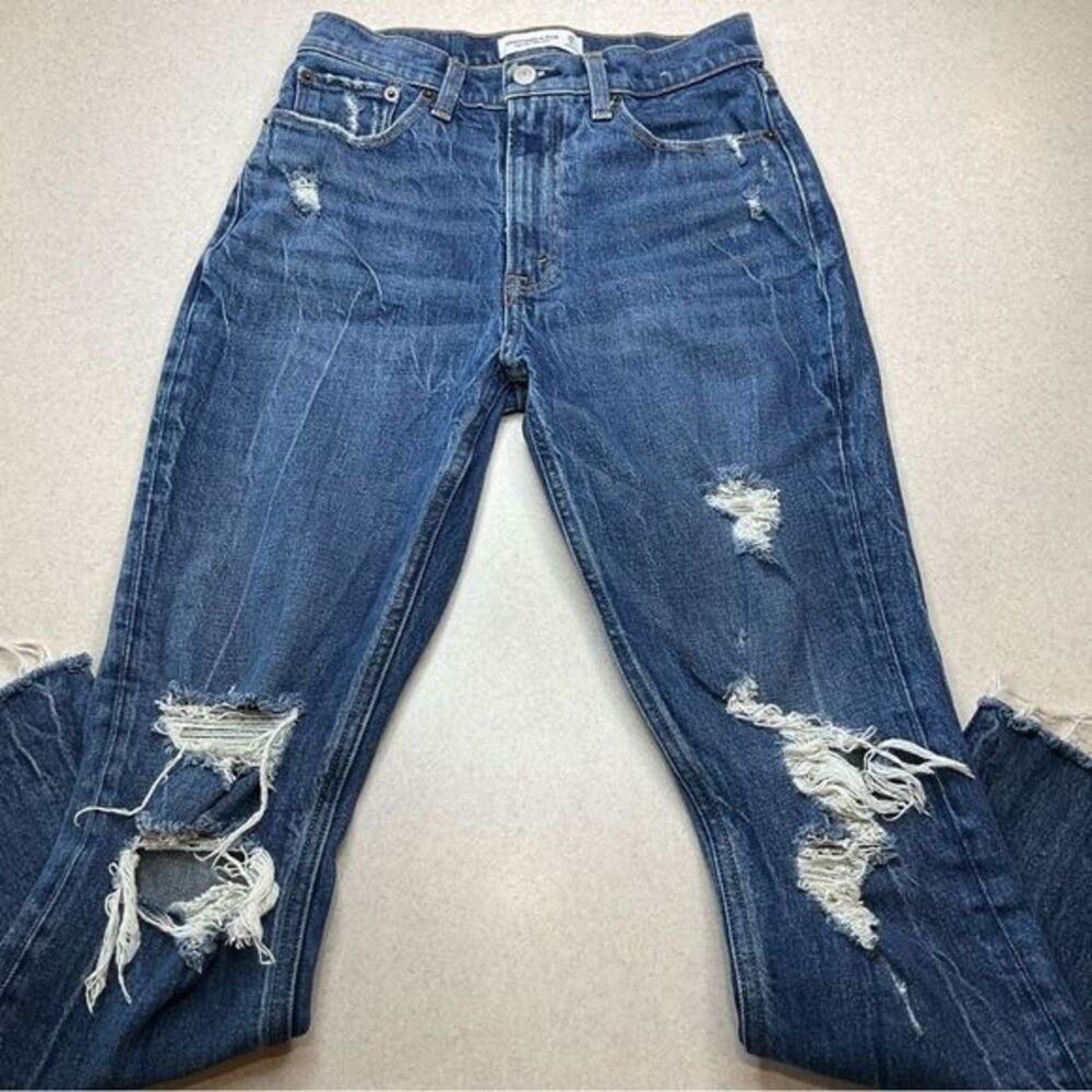 A&F High Rise Mom Jean 25 Regular Ripped Dark Wash - Picture 4 of 8